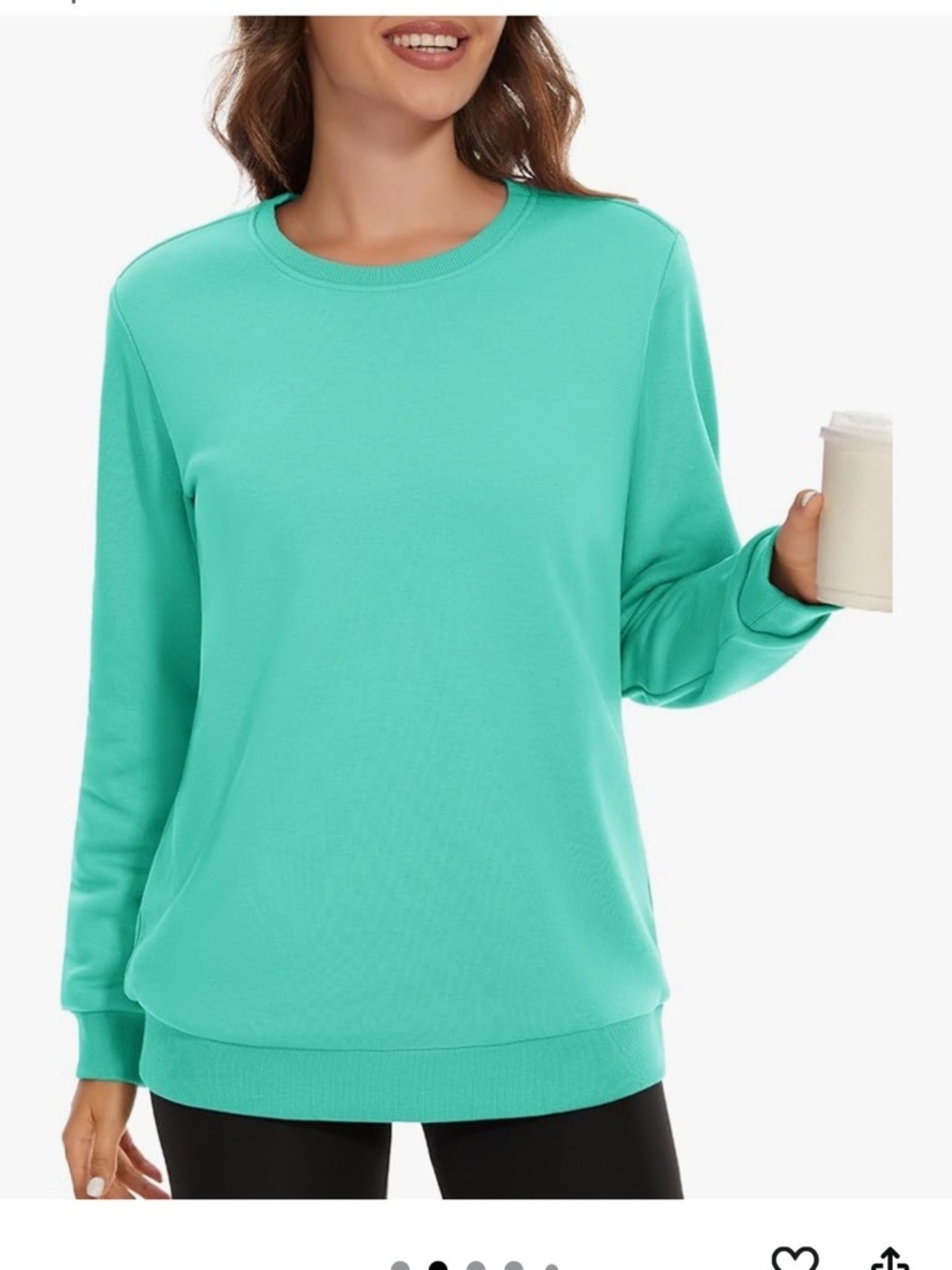 MAGCOMSEN Fleece Lined Sweatshirt Women's XXL Mint Green Crewneck Pullover - Picture 2 of 10